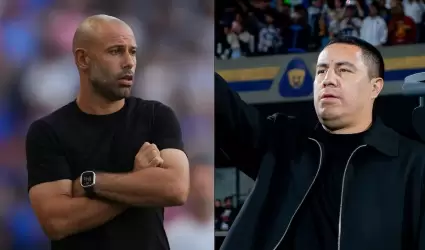 Efra�n Ju�rez y Javier Mascherano.