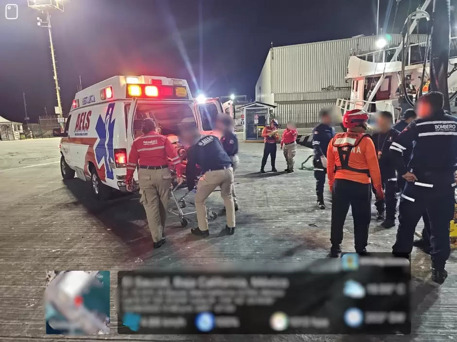 Evacuaci�n m�dica de tripulante lesionado en buque pesquero en Ensenada