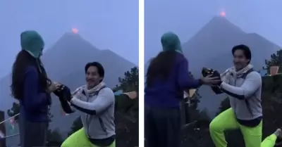 Erupci�n volc�nica durante propuesta matrimonial