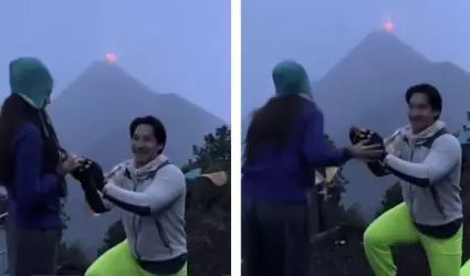 Erupci�n volc�nica durante propuesta matrimonial