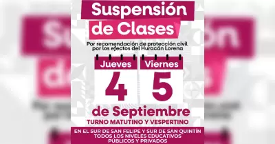 Suspensi�n de clases en San Quint�n y sur de San Felipe