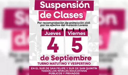 Suspensi�n de clases en San Quint�n y sur de San Felipe
