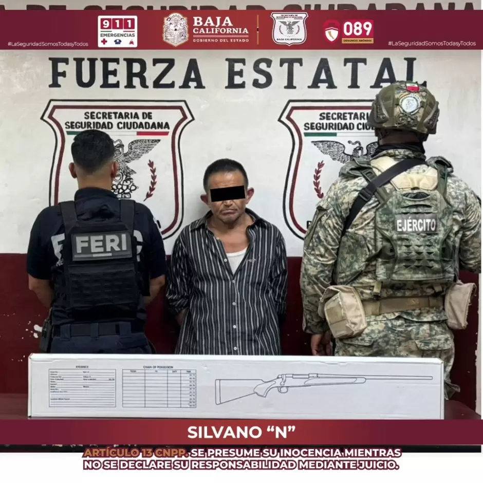 Detenido con subametralladora y cartuchos �tiles en Mexicali
