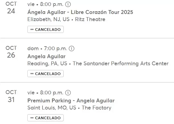 �ngela Aguilar cancela conciertos en Estados Unidos