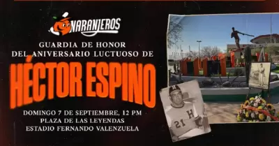 Naranjeros rendir� homenaje a H�ctor Espino
