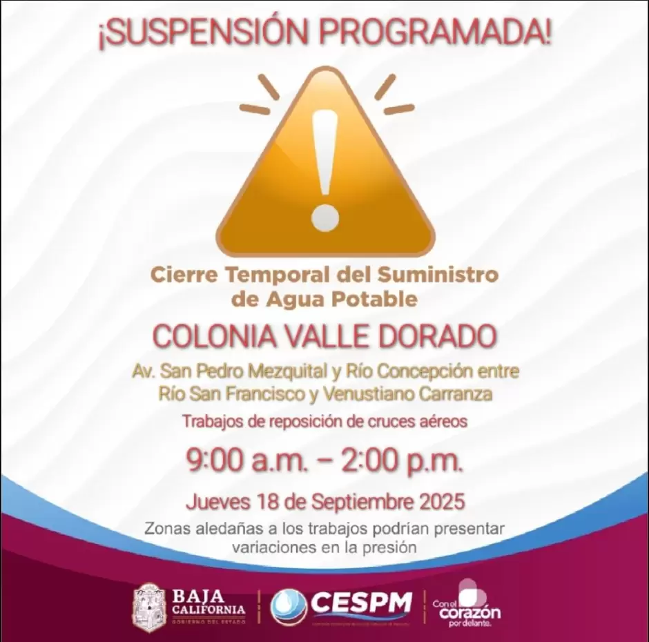 Suspensi�n programada de agua