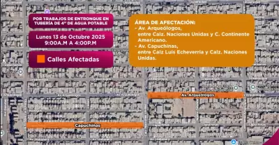 Cierre temporal del servicio de agua en Conjunto Urbano Universitario y fracc. L