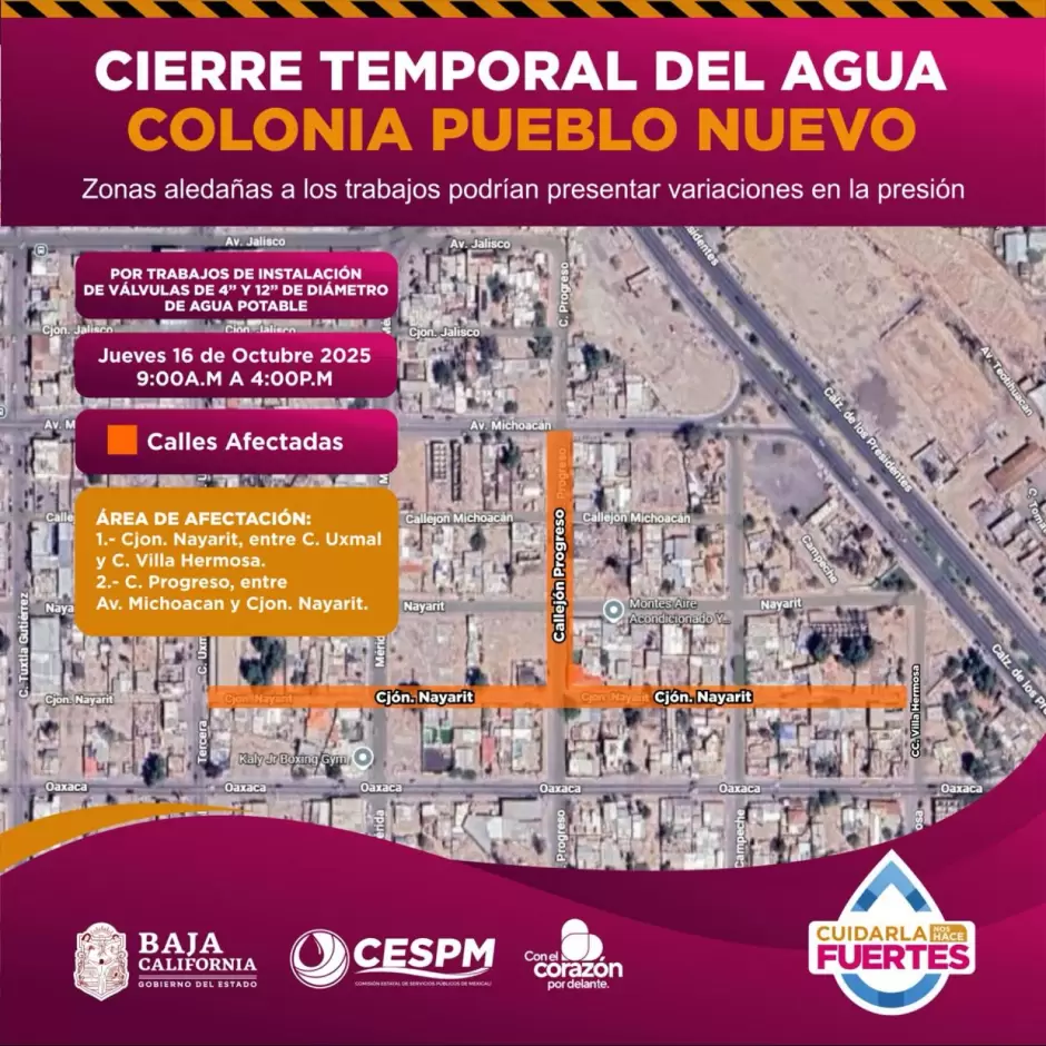 Cierres temporales de agua por trabajos de mejora en la red de distribuci�n