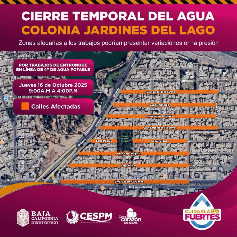 Cierres temporales de agua por trabajos de mejora en la red de distribuci�n