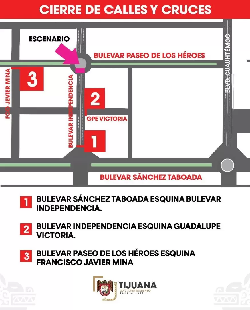 Cierre parcial de vialidades por instalaci�n de escenario en la Glorieta Independencia