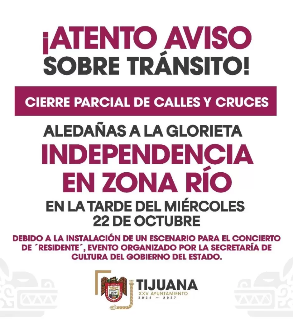 Cierre parcial de vialidades por instalaci�n de escenario en la Glorieta Independencia