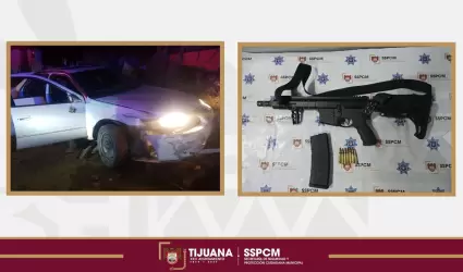 Arma de fuego de grueso calibre y veh�culo abandonados asegurados en la colonia 