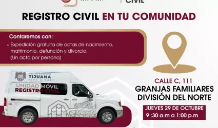 Servicio gratuito de expedici�n de actas a colonia Granjas Familiares