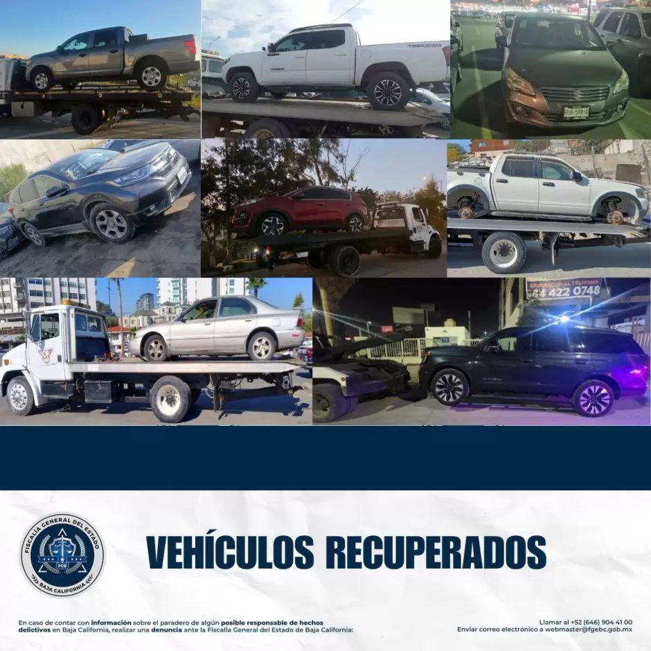 Fiscal�a recupera 11 veh�culos con reporte de robo en Tijuana