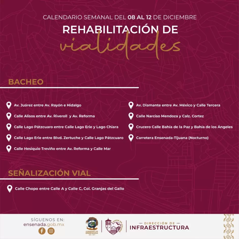 Bacheo estrat�gico en nueve vialidades de Ensenada