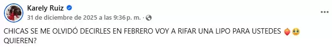 Karely Ru�z regalar� una liposucci�n
