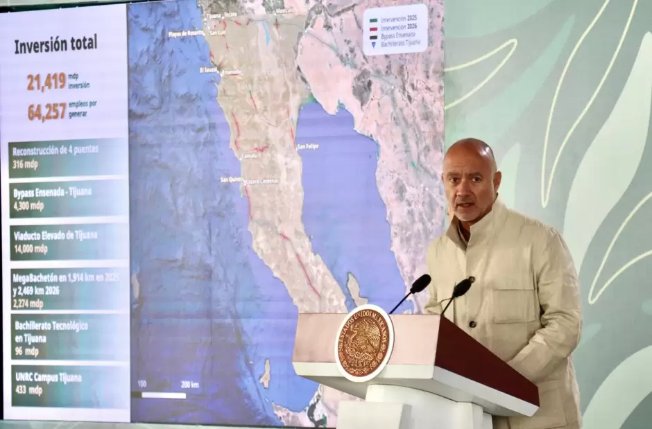 Obras de infraestructura carretera y educativa en Baja California