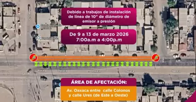 Cierre parcial en la colonia Mayos por instalaci�n de l�nea de 10 pulgadas