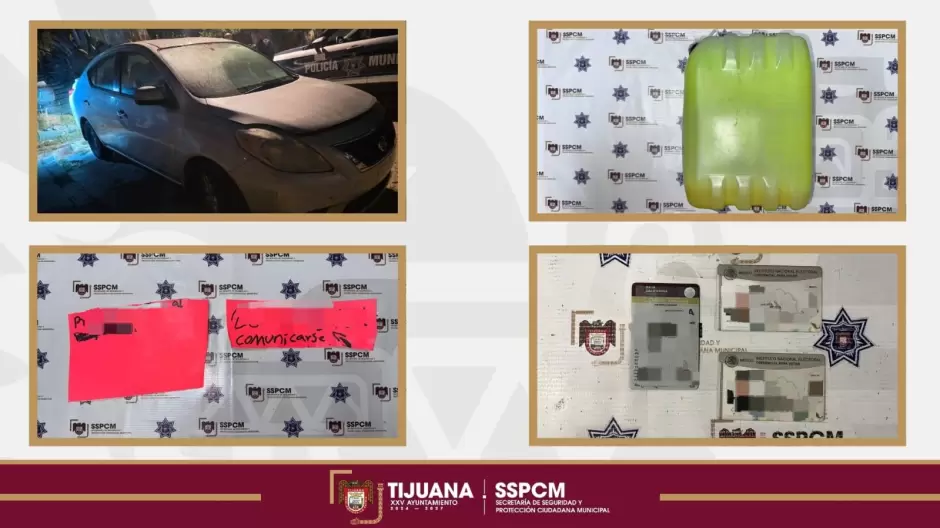 Capturan a dos por intentar incendiar un auto y dejar cartulinas con amenazas
