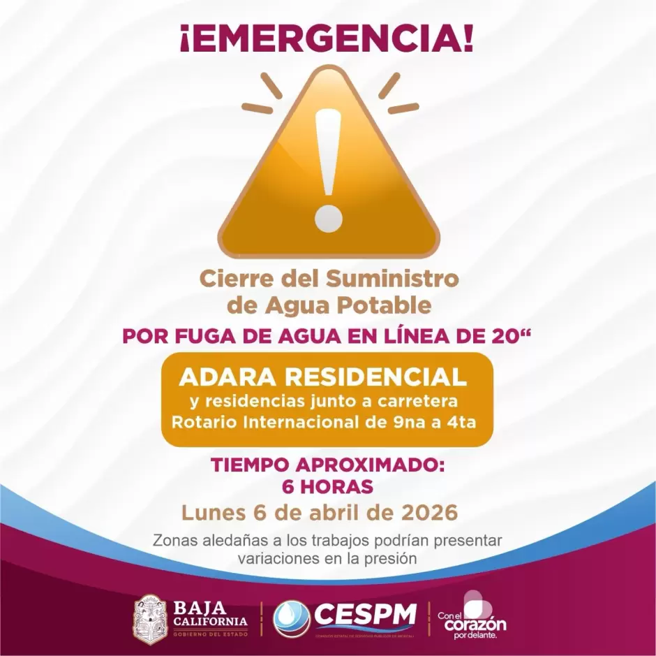 Cierre temporal por trabajos de reparaci�n