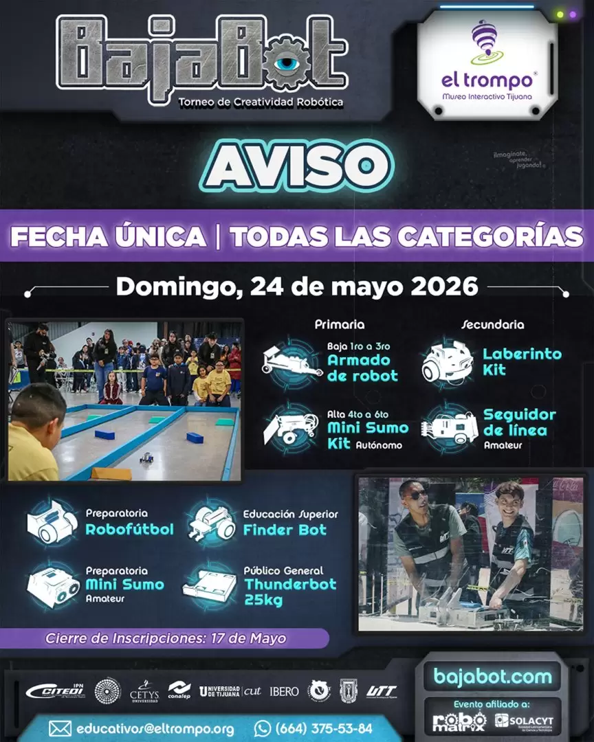 Impulsa torneo Bajabot 2026 a j�venes en la rob�tica