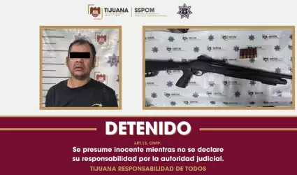 Hombre armado con escopeta detenido en la colonia Libertad de Tijuana