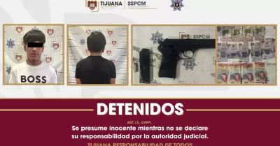 Sospechosos por robo con violencia a comercio en Tijuana