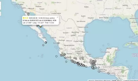 Sismo al suroeste de Guaymas
