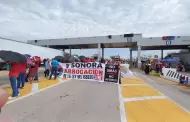 Docentes federalizados liberan caseta de peaje en Hermosillo como parte del paro nacional