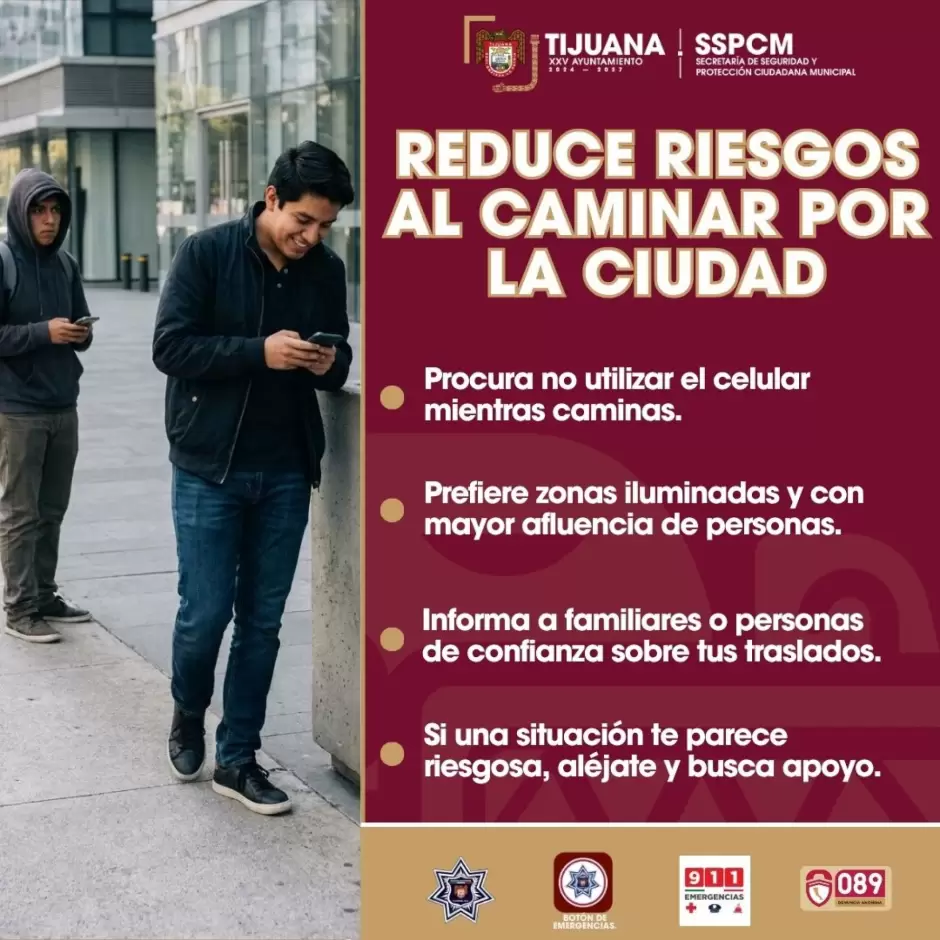 Exhorta SSPCM a la ciudadan�a a adoptar medidas preventivas para reducir riesgos al transitar por la ciudad de Tijuana
