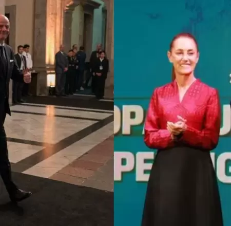 Claudia Sheinbaum en cena de gala de la FIFA
