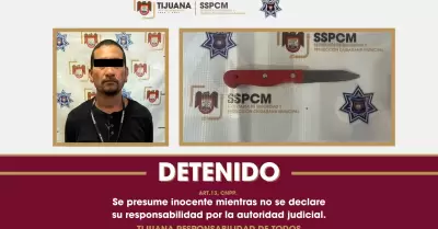 Detienen a hombre por presuntas lesiones con arma punzocortante en la colonia So
