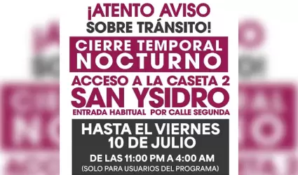 Trabajos nocturnos de mantenimiento en acceso a la caseta 2 de San Ysidro
